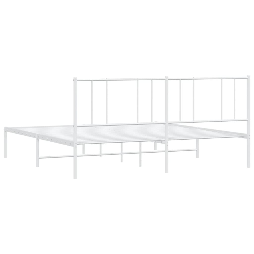 Bedframe Metaal 193 x 203 cm Wit met hoofdbord