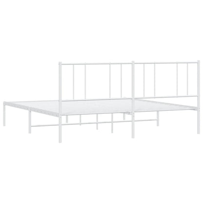Bedframe Metaal 193 x 203 cm Wit met hoofdbord