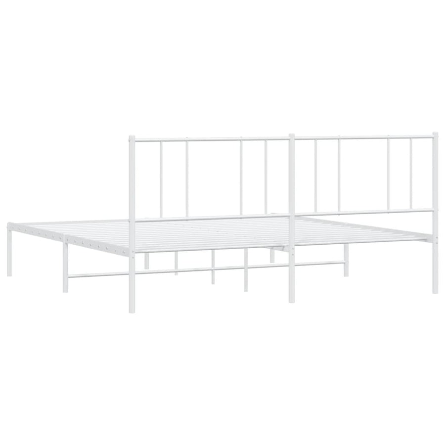 Bedframe Metaal 193 x 203 cm Wit met hoofdbord