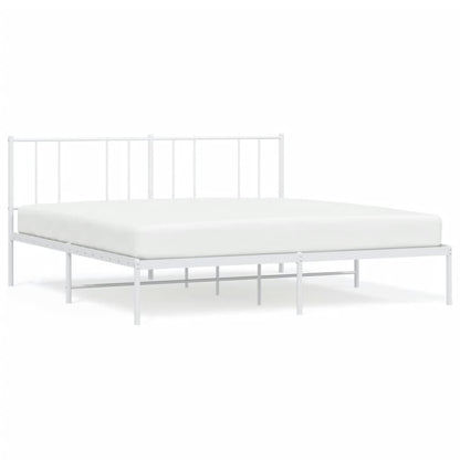 Bedframe Metaal 200 x 200 cm Wit met hoofdbord
