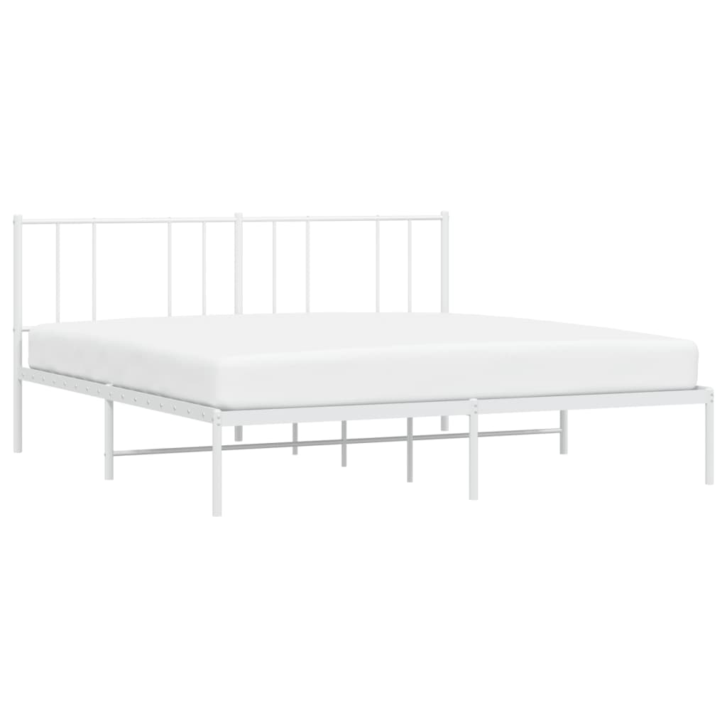 Bedframe Metaal 200 x 200 cm Wit met hoofdbord