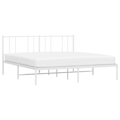 Bedframe Metaal 200 x 200 cm Wit met hoofdbord