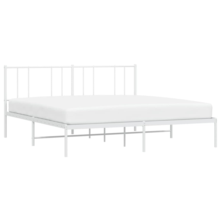 Bedframe Metaal 200 x 200 cm Wit met hoofdbord