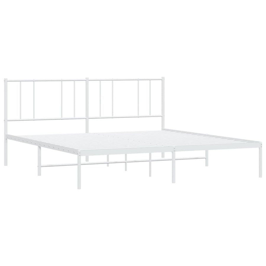 Bedframe Metaal 200 x 200 cm Wit met hoofdbord