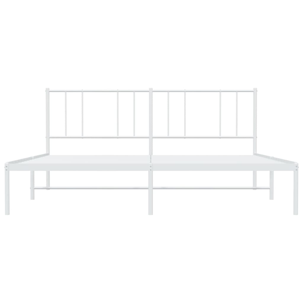 Bedframe Metaal 200 x 200 cm Wit met hoofdbord