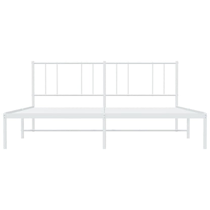 Bedframe Metaal 200 x 200 cm Wit met hoofdbord