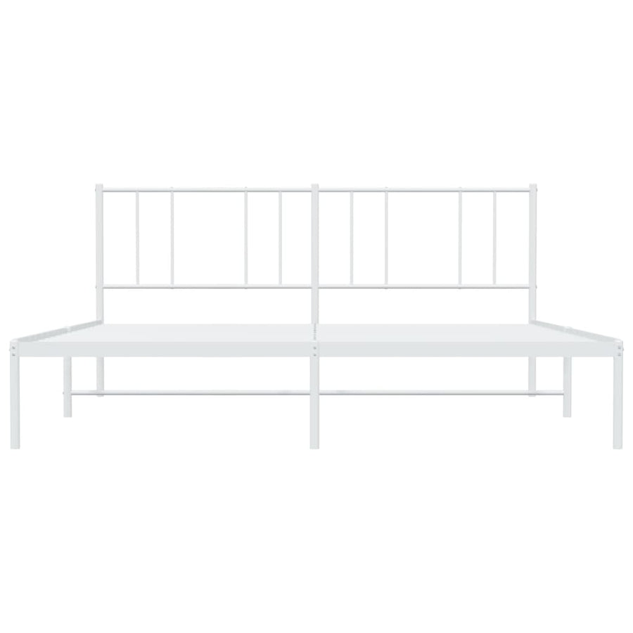 Bedframe Metaal 200 x 200 cm Wit met hoofdbord