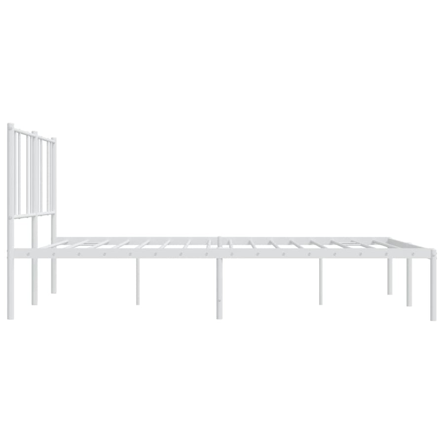 Bedframe Metaal 200 x 200 cm Wit met hoofdbord