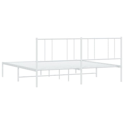 Bedframe Metaal 200 x 200 cm Wit met hoofdbord