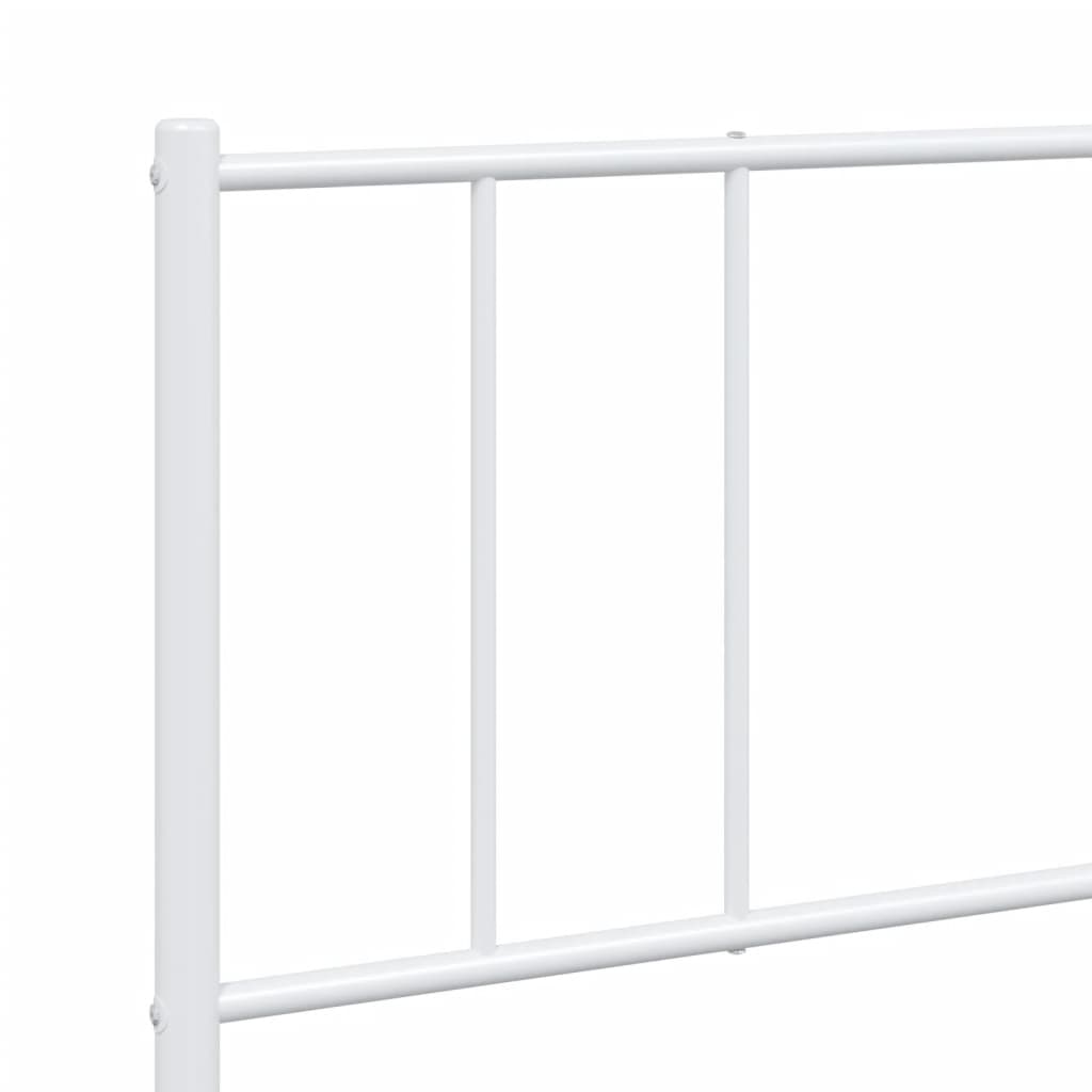 Bedframe Metaal 200 x 200 cm Wit met hoofdbord