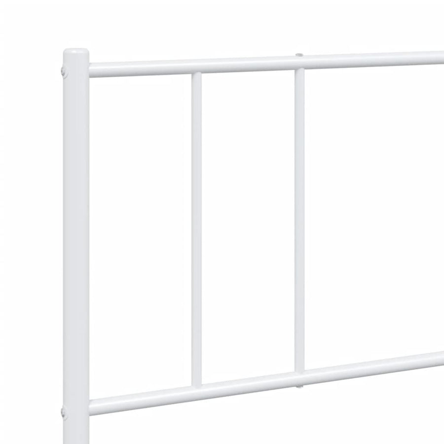 Bedframe Metaal 200 x 200 cm Wit met hoofdbord