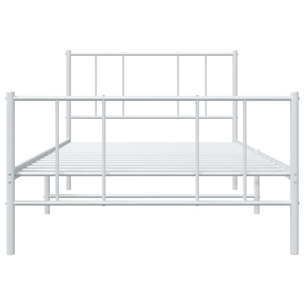 Bedframe Met Hoofd- En Voeteneinde Metaal 75 x 190 cm Wit met hoofdbord & voetbord