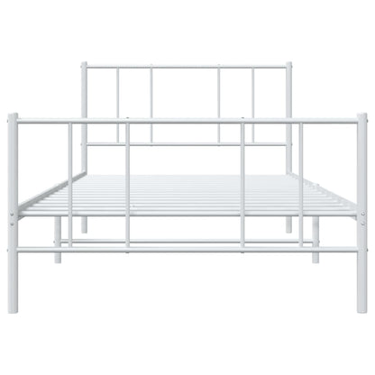 Bedframe Met Hoofd- En Voeteneinde Metaal 75 x 190 cm Wit met hoofdbord & voetbord