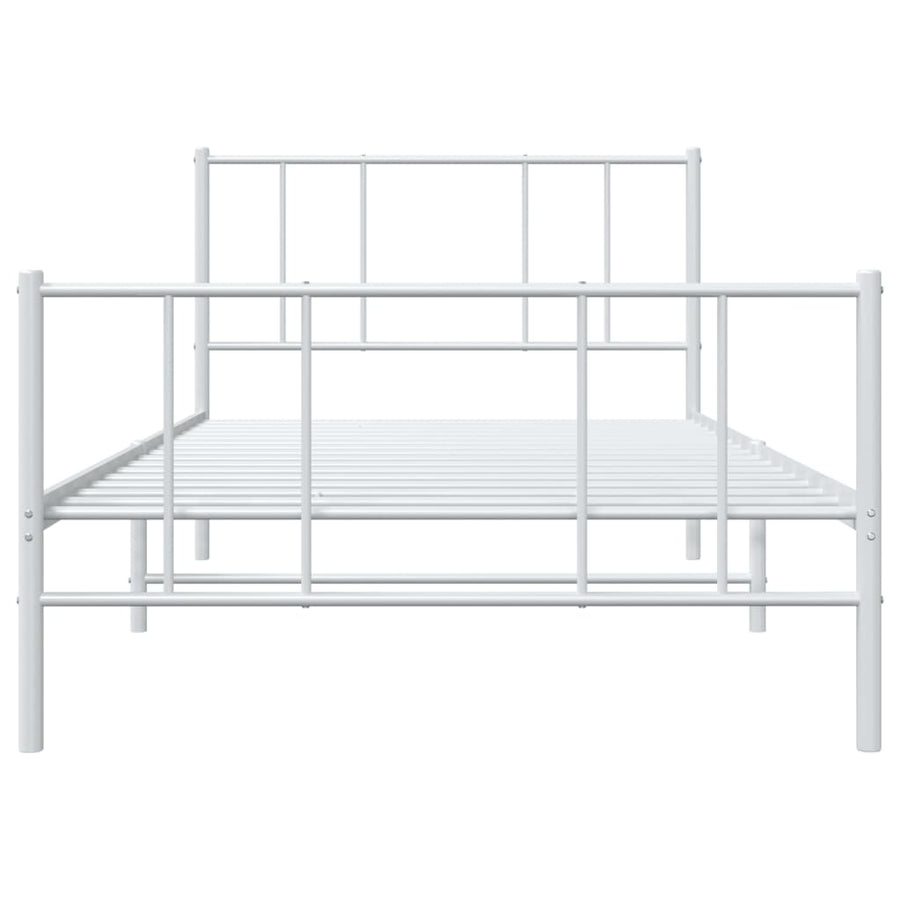 Bedframe Met Hoofd- En Voeteneinde Metaal 75 x 190 cm Wit met hoofdbord & voetbord
