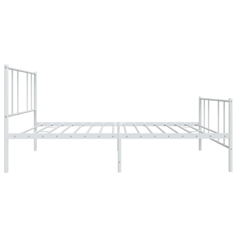 Bedframe Met Hoofd- En Voeteneinde Metaal 75 x 190 cm Wit met hoofdbord & voetbord