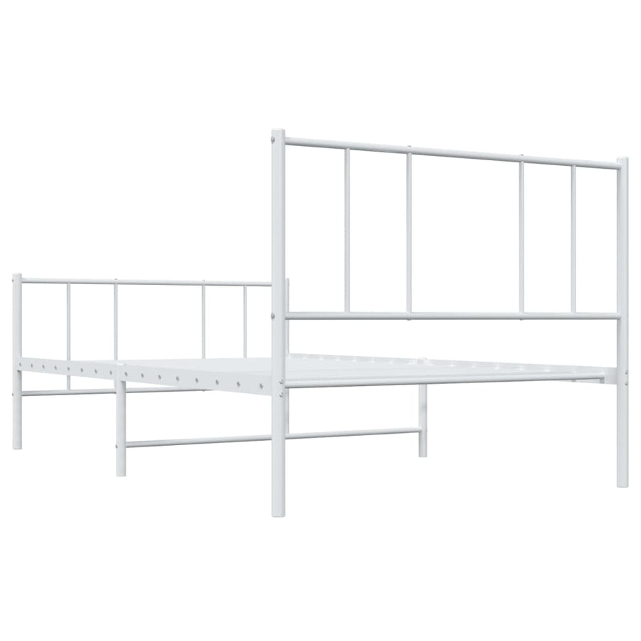 Bedframe Met Hoofd- En Voeteneinde Metaal 75 x 190 cm Wit met hoofdbord & voetbord