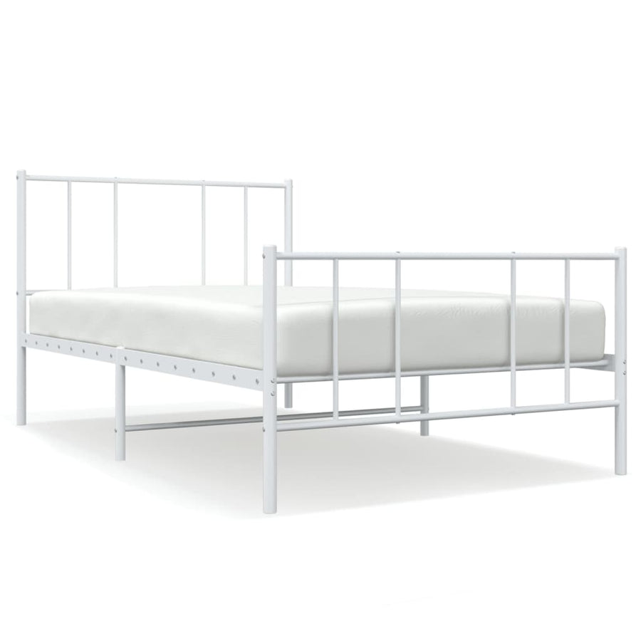 Bedframe Met Hoofd- En Voeteneinde Metaal 80 x 200 cm Wit met hoofdbord & voetbord