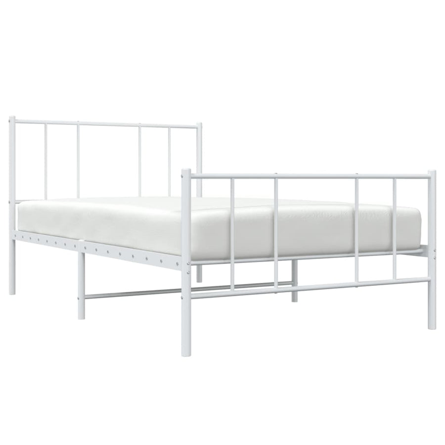 Bedframe Met Hoofd- En Voeteneinde Metaal 80 x 200 cm Wit met hoofdbord & voetbord
