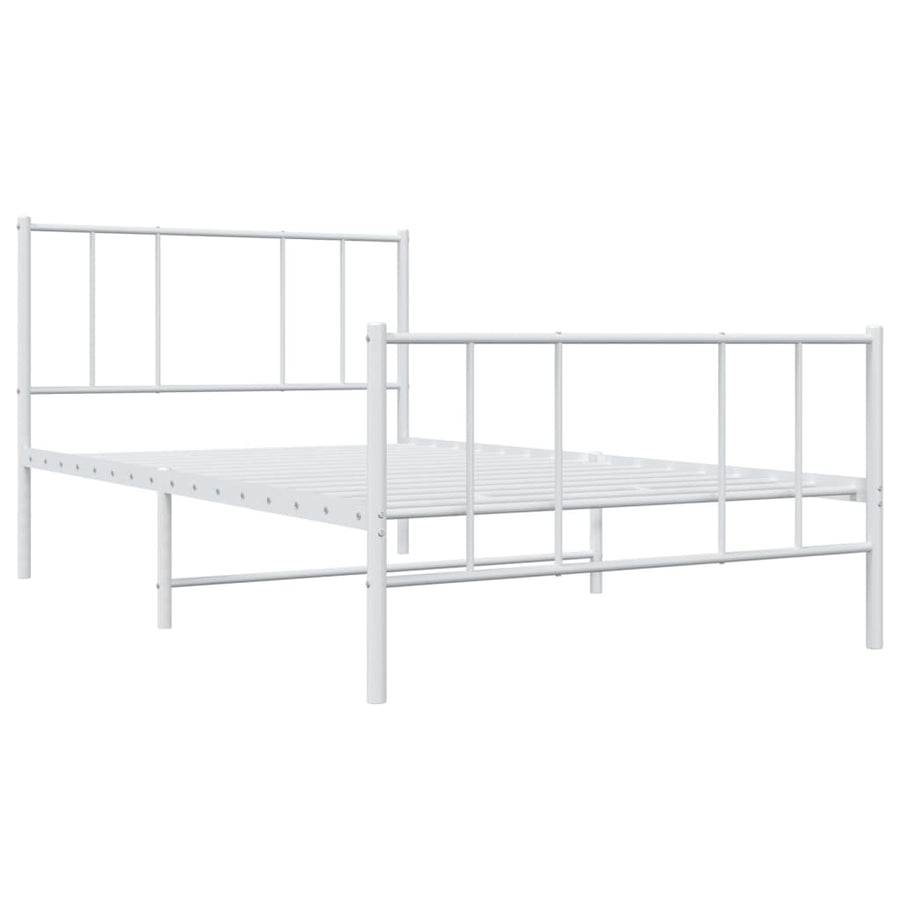 Bedframe Met Hoofd- En Voeteneinde Metaal 80 x 200 cm Wit met hoofdbord & voetbord