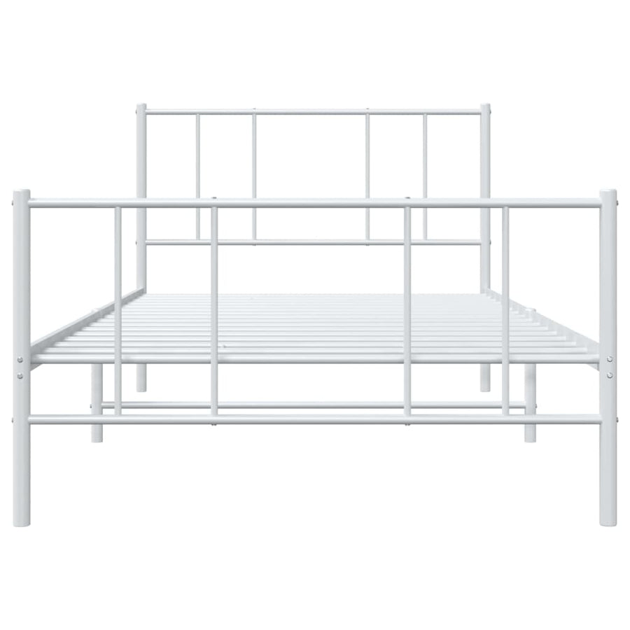 Bedframe Met Hoofd- En Voeteneinde Metaal 80 x 200 cm Wit met hoofdbord & voetbord