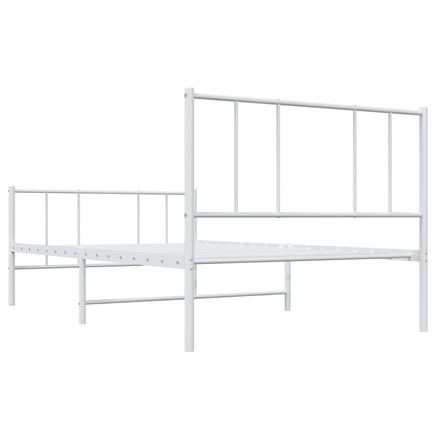 Bedframe Met Hoofd- En Voeteneinde Metaal 80 x 200 cm Wit met hoofdbord & voetbord