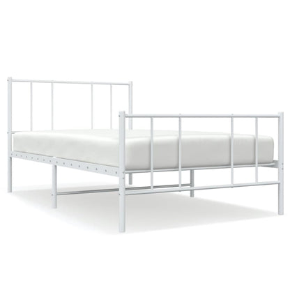 Bedframe Met Hoofd- En Voeteneinde Metaal 90 x 190 cm Wit met hoofdbord & voetbord