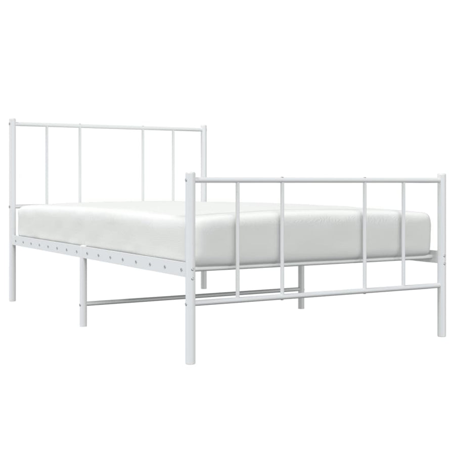 Bedframe Met Hoofd- En Voeteneinde Metaal 90 x 190 cm Wit met hoofdbord & voetbord