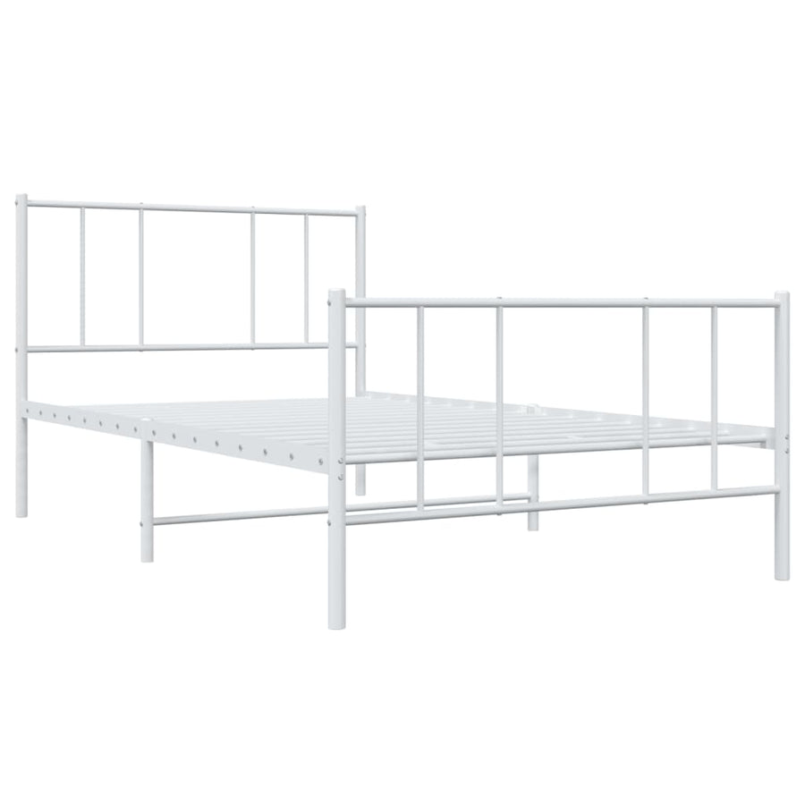 Bedframe Met Hoofd- En Voeteneinde Metaal 90 x 190 cm Wit met hoofdbord & voetbord