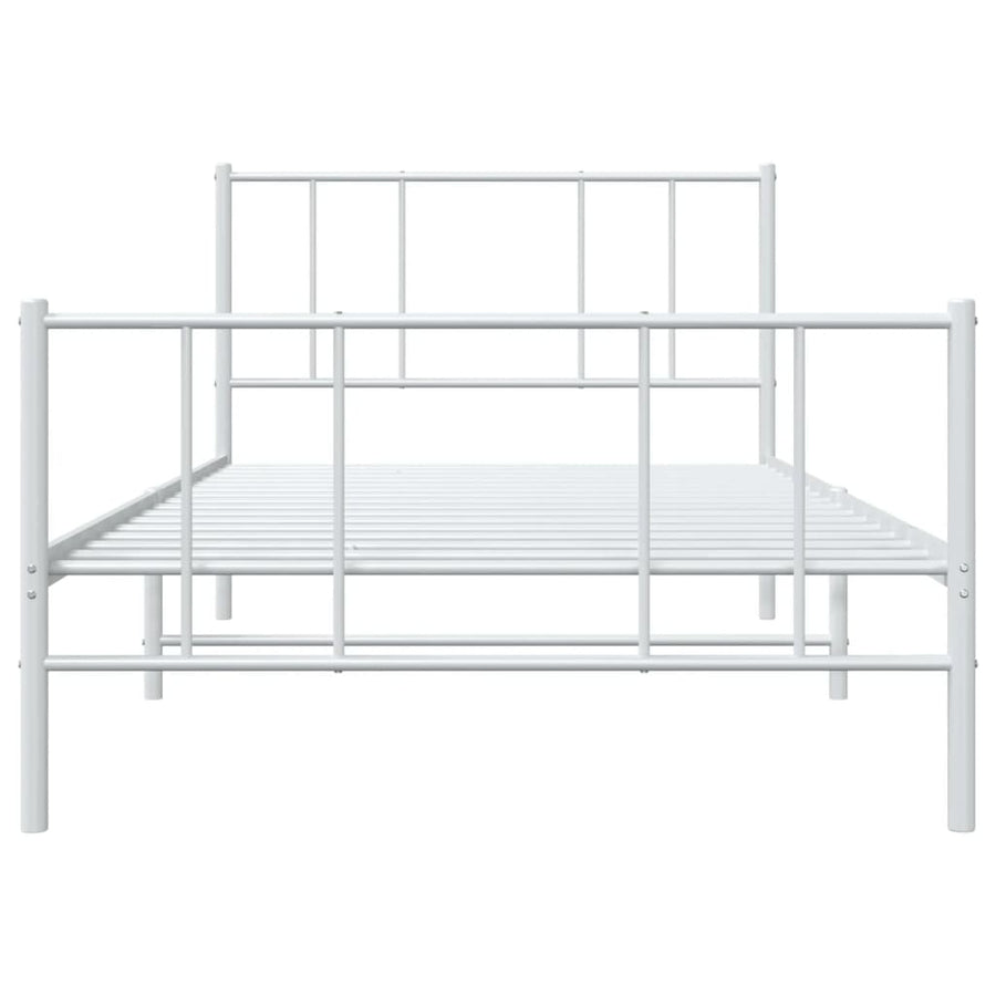 Bedframe Met Hoofd- En Voeteneinde Metaal 90 x 190 cm Wit met hoofdbord & voetbord