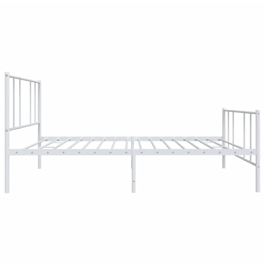 Bedframe Met Hoofd- En Voeteneinde Metaal 90 x 190 cm Wit met hoofdbord & voetbord