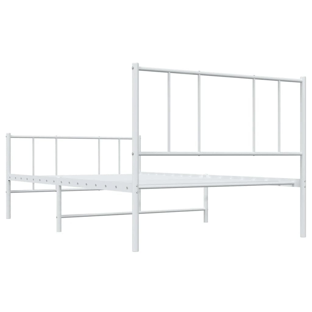 Bedframe Met Hoofd- En Voeteneinde Metaal 90 x 190 cm Wit met hoofdbord & voetbord