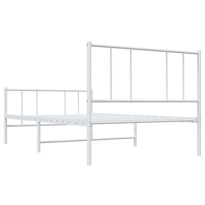 Bedframe Met Hoofd- En Voeteneinde Metaal 90 x 190 cm Wit met hoofdbord & voetbord