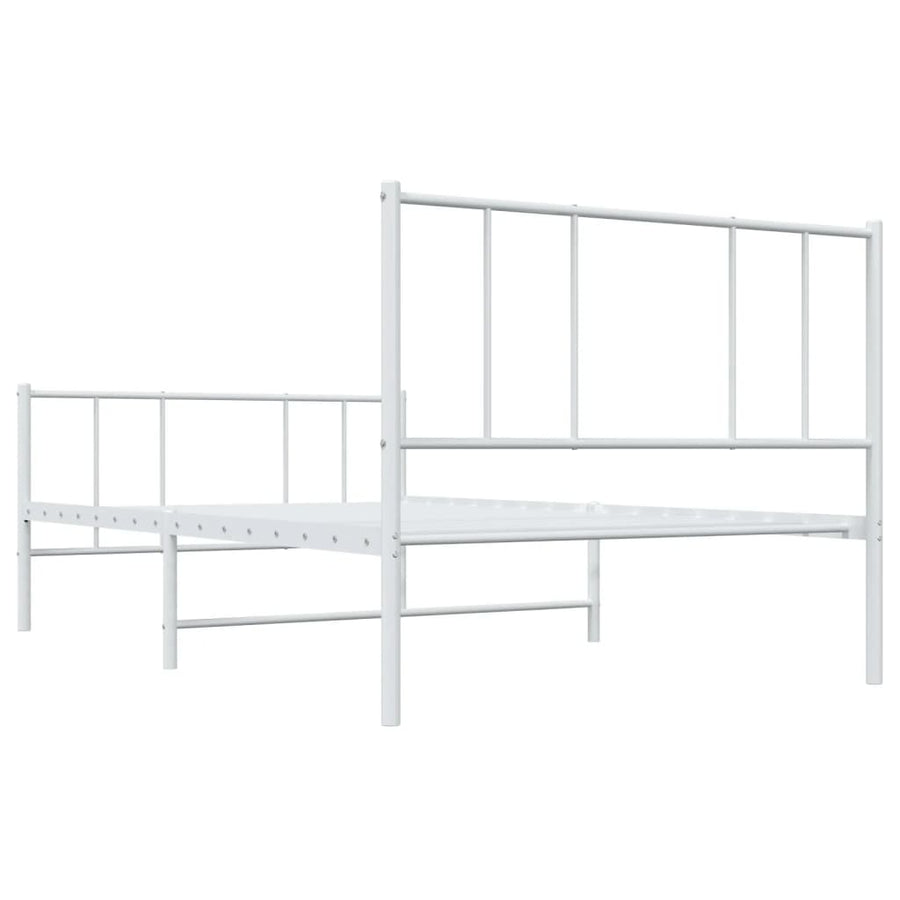 Bedframe Met Hoofd- En Voeteneinde Metaal 90 x 190 cm Wit met hoofdbord & voetbord
