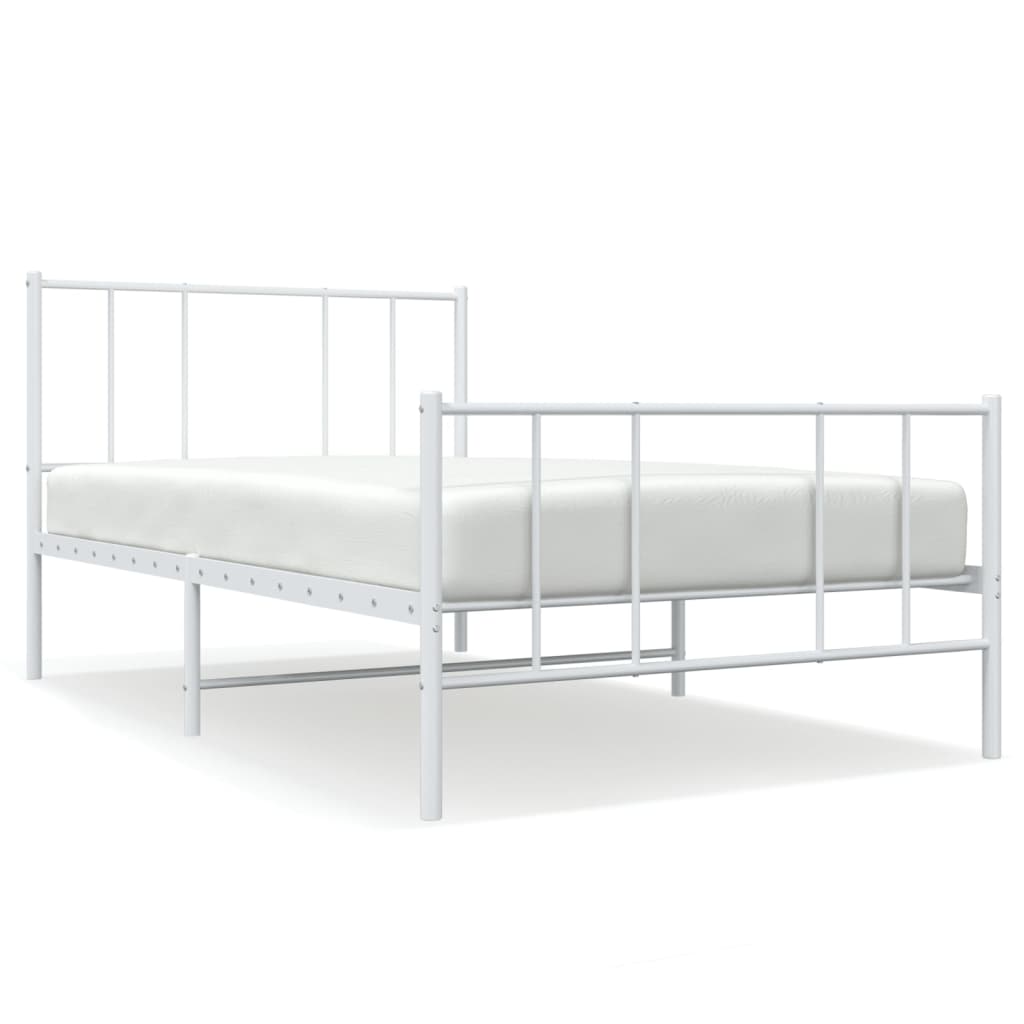 Bedframe Met Hoofd- En Voeteneinde Metaal 90 x 200 cm Wit met hoofdbord & voetbord