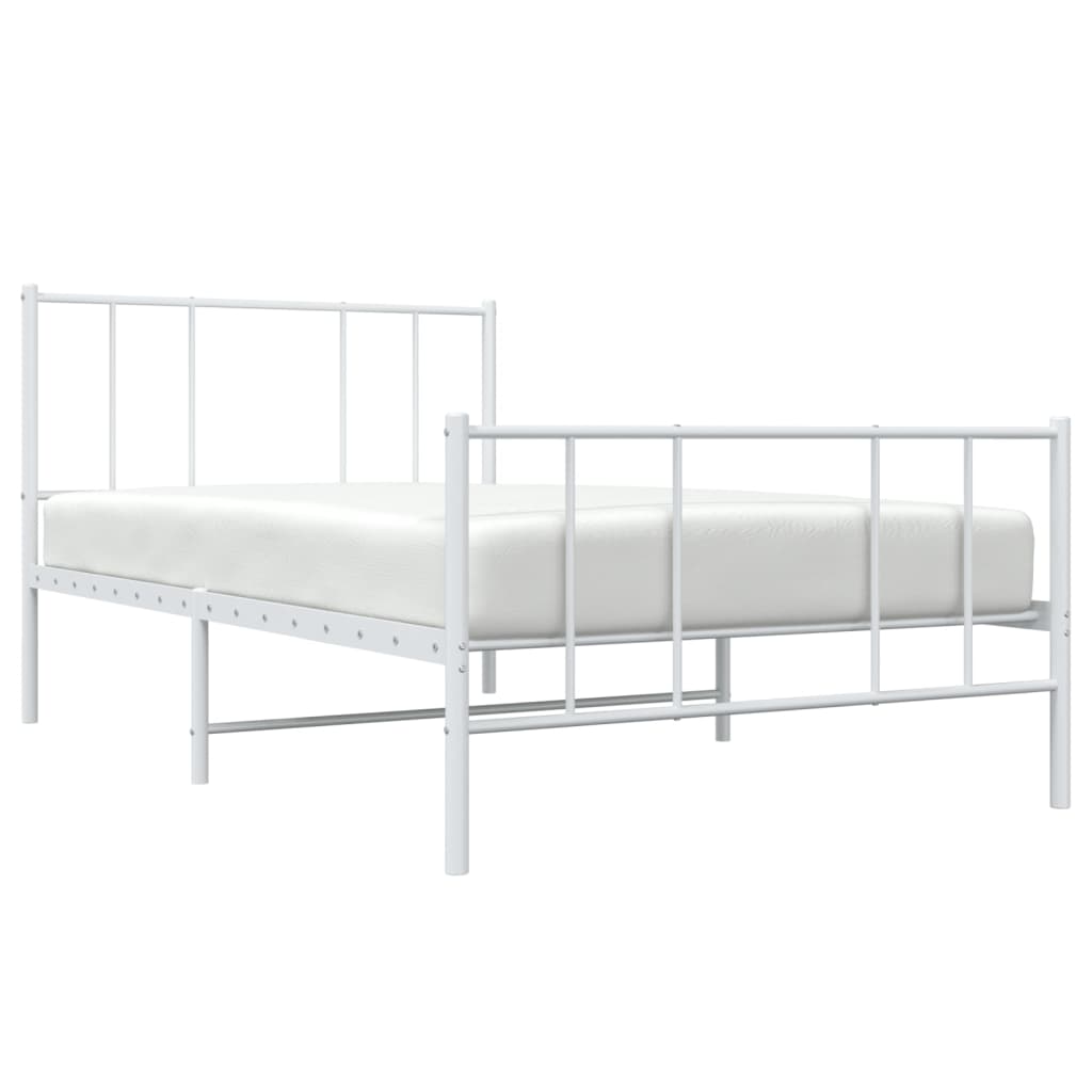 Bedframe Met Hoofd- En Voeteneinde Metaal 90 x 200 cm Wit met hoofdbord & voetbord