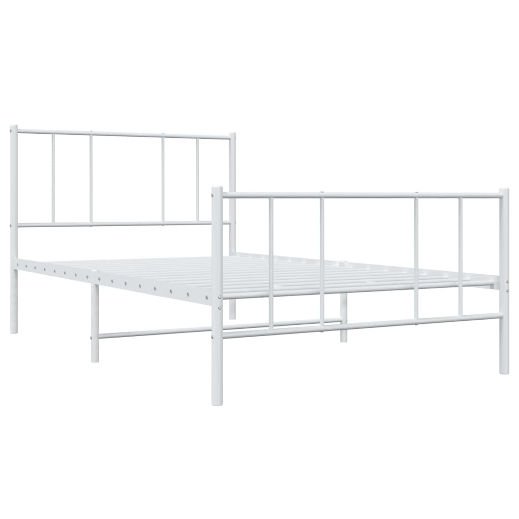 Bedframe Met Hoofd- En Voeteneinde Metaal 90 x 200 cm Wit met hoofdbord & voetbord