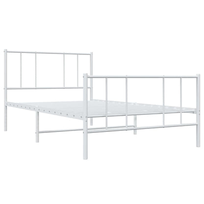 Bedframe Met Hoofd- En Voeteneinde Metaal 90 x 200 cm Wit met hoofdbord & voetbord