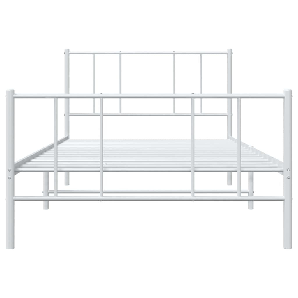 Bedframe Met Hoofd- En Voeteneinde Metaal 90 x 200 cm Wit met hoofdbord & voetbord