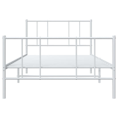Bedframe Met Hoofd- En Voeteneinde Metaal 90 x 200 cm Wit met hoofdbord & voetbord