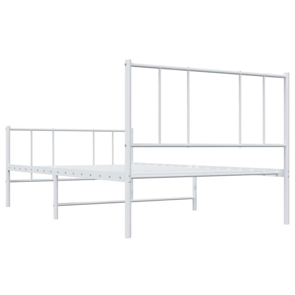 Bedframe Met Hoofd- En Voeteneinde Metaal 90 x 200 cm Wit met hoofdbord & voetbord