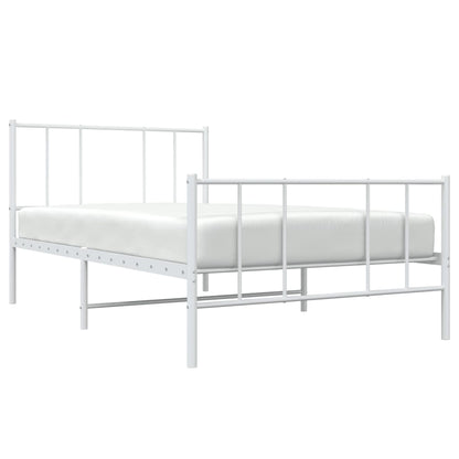 Bedframe Met Hoofd- En Voeteneinde Metaal 100 x 190 cm Wit met hoofdbord & voetbord