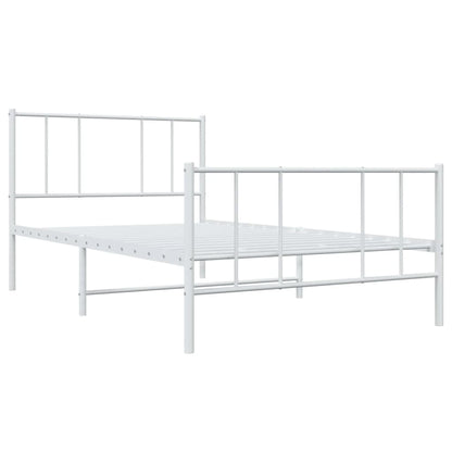Bedframe Met Hoofd- En Voeteneinde Metaal 100 x 190 cm Wit met hoofdbord & voetbord