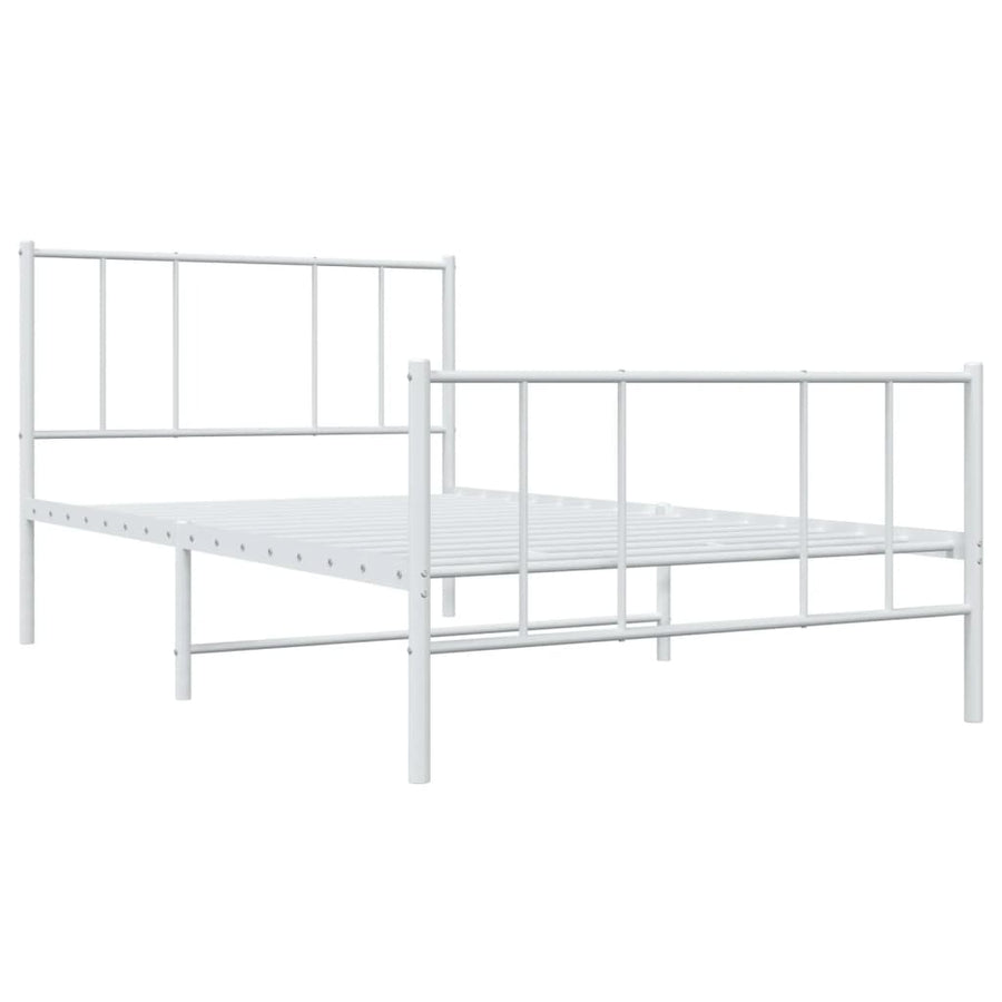 Bedframe Met Hoofd- En Voeteneinde Metaal 100 x 190 cm Wit met hoofdbord & voetbord