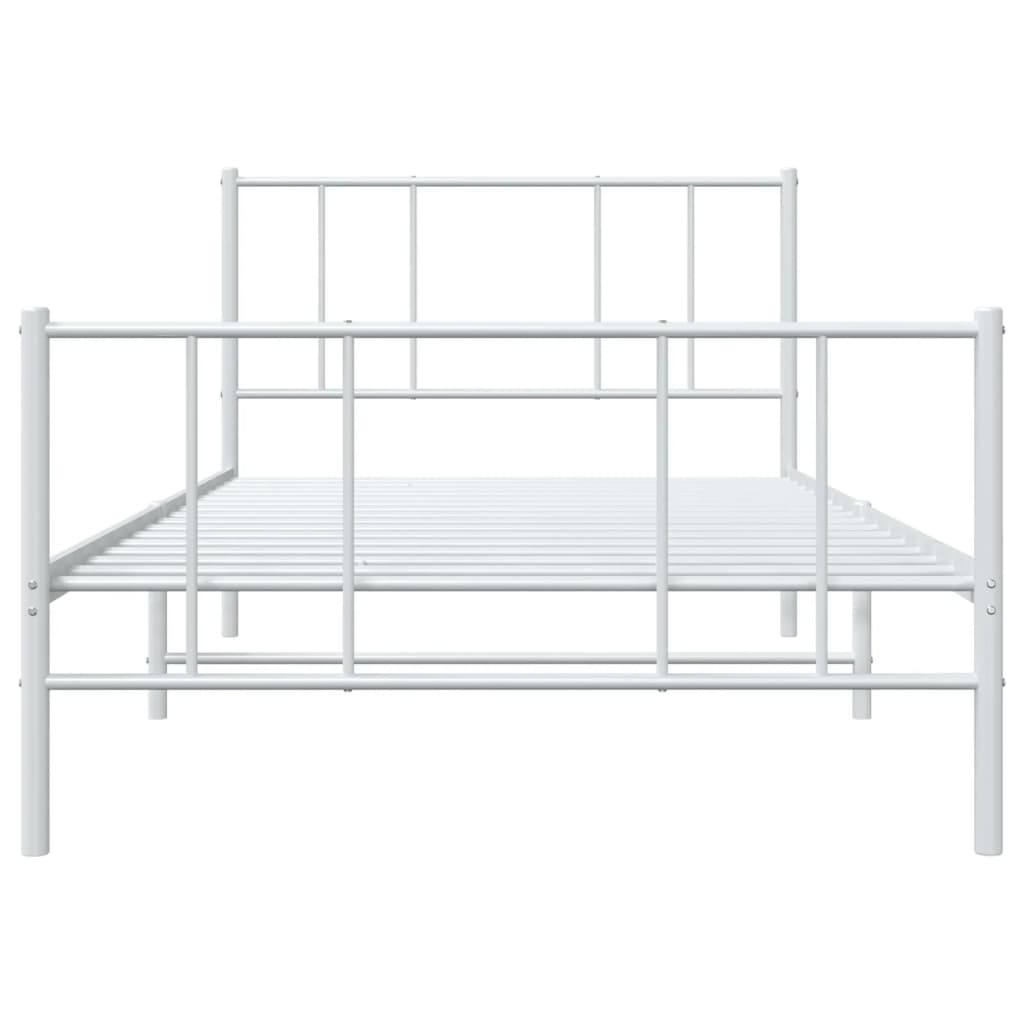Bedframe Met Hoofd- En Voeteneinde Metaal 100 x 190 cm Wit met hoofdbord & voetbord