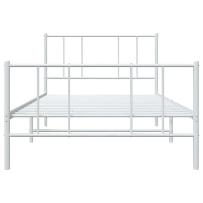Bedframe Met Hoofd- En Voeteneinde Metaal 100 x 190 cm Wit met hoofdbord & voetbord