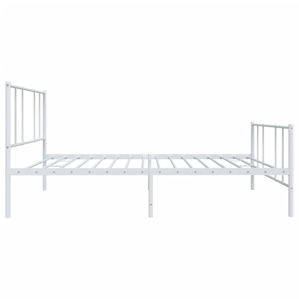 Bedframe Met Hoofd- En Voeteneinde Metaal 100 x 190 cm Wit met hoofdbord & voetbord