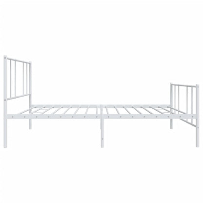 Bedframe Met Hoofd- En Voeteneinde Metaal 100 x 190 cm Wit met hoofdbord & voetbord