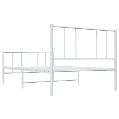 Bedframe Met Hoofd- En Voeteneinde Metaal 100 x 190 cm Wit met hoofdbord & voetbord