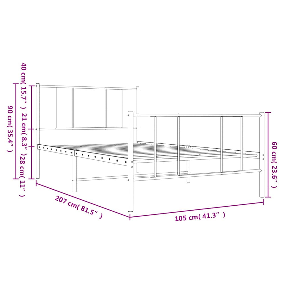 Bedframe Met Hoofd- En Voeteneinde Metaal 100 x 200 cm