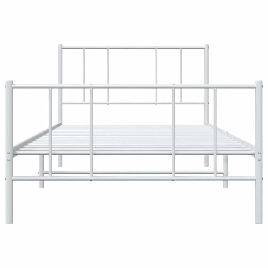 Bedframe Met Hoofd- En Voeteneinde Metaal 107 x 203 cm Wit met hoofdbord & voetbord